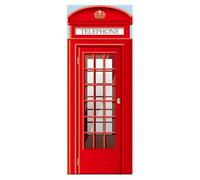 SOIMISS Adhesivo Autoadhesivo para Puerta de Cabina Telefónica Roja, 2 Piezas de Vinilo Pvc 3d para Decoración de Dormitorio y Renovación