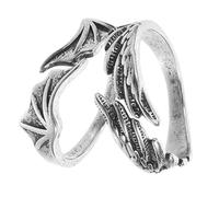 SOIMISS Anillos Abiertos Ajustables de Ala Angular Vintage para Hombre y Mujer, Juego de 2 Piezas Diseño de Alas de Ángel y Murciélago, Joyería Decorativa para Fiestas y Uso Diario