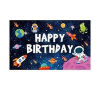 SOIMISS Banner Decorativo para Fiesta de Cumpleaños Temática Espacial, Diseño de Astronauta, Cohete y Galaxias, Tela Resistente, Colorido y Colgable para Decoración de Pared en Eventos