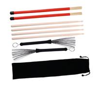 SOIMISS Baquetas para Batería Incluye Cepillo para Baquetas de Bambú y Varillas de Acero para Práctica y Escenario