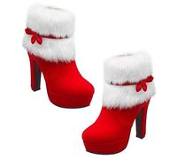 SOIMISS Botas de Tacón Bota de Navidad Plataforma Gruesa para Mujer Botines Plataforma para Invierno Tacón para Uso Diario