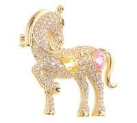 SOIMISS Broche de Caballo Mini Metálico Dorado Gemas de Imitación Pin Decorativo para Solapa Bufanda y Abrigo Accesorio Ligero y Resistente para Ocasiones Obsequios y Uso Diario