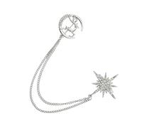 SOIMISS Broche de Moda Broche Decorativo de Aleación Plata Forma de Estrella de Ocho Puntas, Ciervo y Luna, para Chaquetas y Mochilas