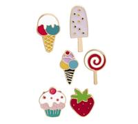 SOIMISS Broches De Piruleta De Fresa y Helado, Estilo Dibujos Animados, Esmalte Colorido, Accesorio Ligero Para Chaquetas, Bolsos y Fiestas, Set De 6 Piezas, verano
