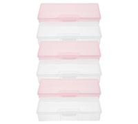 SOIMISS Caja de Almacenamiento Transparente para Uñas 6 Piezas (3 Rosa 3 Transparente) de Plástico, Estuche Organizador para Herramientas de Manicura y Pedicura, Portátil y Resistente