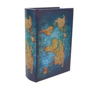 SOIMISS Caja Decorativa para Alimentos Forma de Libro Estilo Europeo Pequeño Madera MDF Verde Diseño de Mapa de Cuentos Caja Vintage para Restaurante y Hogar Joyero Decorativo