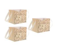 SOIMISS Caja para Ramos de Flores 3 Piezas con Asa, Embalaje Floral de Papel con Diseño Chino Retro, Color Beige, Estuche Elegante para Bodas, Aniversarios y Celebraciones