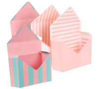 SOIMISS Cajas Embalaje de Flores 4 Piezas Tamaño Mediano Papel Diseño Rayas Rosa y Azul para Bodas Cumpleaños y Floristería Obsequio Decorativo