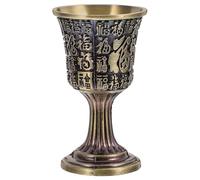 SOIMISS Cáliz Pequeño de Latón con Patrón Fu Copa Ceremonial Vintage para Rituales y Espirituales Vaso de Vino Medieval para Uso Doméstico y Regalos Tradicionales
