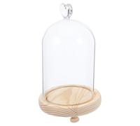 SOIMISS Campana de Cristal Transparente en Forma de Corazón 10x15 Cm con Base de Madera y Luz LED Cálida, Cubierta Protectora para Manualidades y Decoración del Hogar