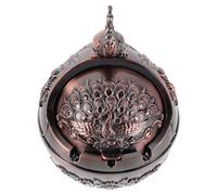 SOIMISS Cenicero Metálico con Tapa a Prueba de Viento para Hogar y Exterior Diseño Vintage con Forma de Pavo Real Cobre Resistente a Golpes y Fácil de Limpiar Adecuado para Balcón y