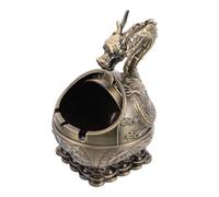 SOIMISS Cenicero Vintage con Tapa Antiolores Portátil Diseño Compacto y Ligero Decoración Elegante de Bronce para Hogar Oficina Regalo Hombres y Mujeres