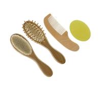 SOIMISS Cepillo de Baño para Ñiño y Peine de Madera Natural 4 Piezas Tamaño Pequeño Cepillo Tierno para Niños Recién Nacidos Cuidado Delicado Masajeador Portátil para Uso Diario