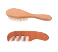 SOIMISS Cepillo de Lana y Peine de Madera para Recién Nacido Cuidado Suave del Pelo con Mango Ergonómico Ligero y Fácil de Usar para Higiene Diaria y Regalo Shower