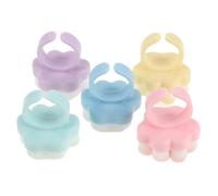 SOIMISS Cepillo para Forma de Pata de Gato, 5 Unidades de Cerdas Finas y Suaves, Diseño Anillo Ergonómico, Colores Pastel, Portátil para Limpieza Precisa Antes del Arte de Uñas