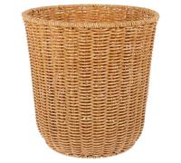 SOIMISS Cesta de Basura de Imitación de Ratán, Cesto de Basura, Medio, Pp E Hierro, Reutilizable, Color Caqui, para Salón y Uso Doméstico