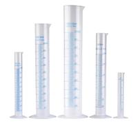 SOIMISS Cilindro graduado de laboratorio, juego de 5 piezas de plástico, 50 ml, 100 ml, 250 ml, 500 ml y 1000 ml, con escala clara para observación de cambios de contenido y uso