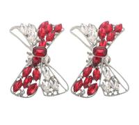 SOIMISS Clips Decorativos para Zapatos Lazo de Aleación y Gemas de Imitación Par de Hebillas Rojas de Cristal para Sandalias y Zapatos Planos Accesorios para Boda Fiesta y Decoración