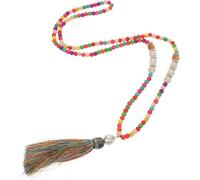 SOIMISS Collar de Cuentas Bohemio Multicolor Estilo Boho Hecho a Mano Borlas para Mujer Joyería Étnica Verano Accesorios para Suéter Largo