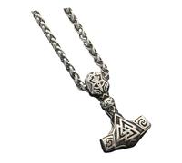 SOIMISS Collar Dije Vikingo Martillo Divino Acero Inoxidable, Accesorio Masculino Vintage Para Hombres, Cadena De Clavícula Resistente, Joyería Nórdica Para Fiesta y Uso Diario, Obsequio Duradero