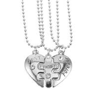 SOIMISS Collares de Amistad en Forma de Corazón de Acero Inoxidable, No Se Oxidan ni Empañan, Pack de 3 Piezas Adecuado para Obsequio de Aniversario entre Amigas