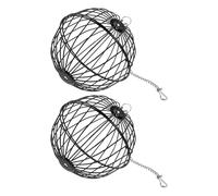 SOIMISS Comedero Colgante para Pájaros Silvestres 2 Unidades Bola de Sebo Acero Inoxidable Negro Alimentación Exterior Jardín