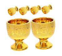 SOIMISS Copa para Ofrenda Dorada 30 Ml de Cristal Resistente, Vaso Ritual Budista para Templo y Hogar, Set de 6 Copas Pequeñas para Ceremonias Religiosas y Meditación