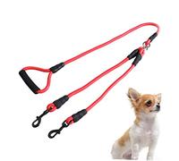 SOIMISS Correa Doble para Perros Roja Cuerda Tracción Resistente Correa de Tracción para Mascotas Diseño Doble Cabeza para Entrenamiento Exterior