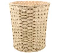 SOIMISS Cubo de Basura Tejido de Ratán Beige, Estilo Natural para Salón | Hierro y Cuerda de Papel, Acabado Rústico y Bordes Suaves, Uso Versátil en Rincón de Lavado Estilo Aleatorio