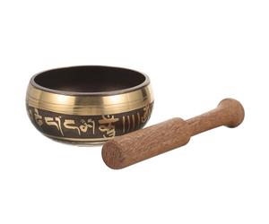 SOIMISS Cuenco Tibetano para Meditación Yoga con Sonido Armónico con Fondo Plano Incluye de Madera Varios estilos para Relajación y Zen