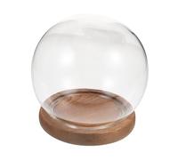 SOIMISS Cúpula de Cristal Transparente con Flores Preservadas Diámetro 12 CM Base de Madera Vintage Cubierta Decorativa para Micro-Paisaje Protección contra Polvo para Decoración de