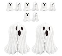 SOIMISS Decoración Colgante Fácil de Colgar 10 Piezas de Fantasmas Blancos de Papel Panal 3D Reutilizable y Fácil de Colgar para Fiestas de Halloween y Hogar