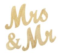SOIMISS Decoración de Boda de Madera Dorada Mr Mrs Adorno de Mesa para San Valentín Centro de Escritorio Ligero y Portátil Accesorio para Novios y Aniversario