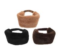 SOIMISS Diadema de Piel Sintética para Mujer 3 Piezas, Banda Ancha Peluda Antiventosa en Colores Marrón, Negro y Amarillo, Calentador de Orejas Cómodo para Invierno y Actividades