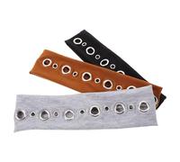 SOIMISS Diadema Elástica Rockera Hueca para Mujer 3 Piezas, Cintas de Tela en Gris Claro, Negro y Marrón, Accesorio para Festivales de Música y Uso Diario, Banda Pelo