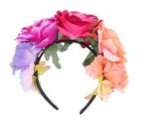 SOIMISS Diadema Floral Ancha Rosas Artificiales en Violeta Granate y Rosa Melocotón Aro Pelo Decorativo para Niñas Accesorio para Fiestas Bodas y Celebraciones Tocado Elegante y