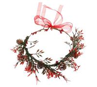 SOIMISS Diadema Floral de Piñas Rojas Navideña con Flores Tocado Floral para Mujer Accesorios Navideños Cabello para Fiestas de Temporada