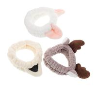 SOIMISS Diadema para Lavado Facial 3 Piezas Orejas de Gato y Ciervo, Banda Elástica para Cuidado Piel, Accesorios de Moda para Niñas y Mujeres, Protección y Sujeción del Cabello