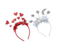 SOIMISS Diademas Día de San Valentín 2 Piezas Diseño de Corazón Accesorios Cabello de Lentejuelas Rojas y Plateadas Tamaño Único Ligeras y Flexibles para Fiestas y Festivales