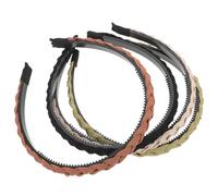 SOIMISS Diademas Trenzadas Antideslizantes para Mujer y Niñas 4 Piezas Multicolor Negro Verde Beige Marrón Claro Banda Cabello con Dientes para Uso Diario y Lavado Facial