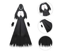 SOIMISS Disfraz Halloween Adulto Mujer de Monja Zombi, Fiesta Negra | Mezcla de Algodón, Efecto Decorativo, Estilo Especial y Aterrador, para Fiesta y Festival, Mujeres Adultas