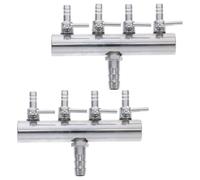 SOIMISS Distribuidor de Aire para Acuario 8 Vías Válvula de Control Ajustable de Acero Inoxidable Conector de Tubo de Aire de 4 Mm Accesorio de Pecera Kit 2 Piezas para Oxigenación