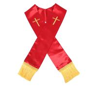 SOIMISS Estola Clerical Bordada con Cruz y Borlas para Pastor, 135 Cm, Color Rojo, Chal de Oración Cristiano para Bodas y Ceremonias Religiosas, Accesorio Versátil para Sacerdotes