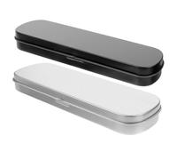 SOIMISS Estuche Metálico para Bolígrafos y Lápices Pequeño para Adolescentes, Color Negro y Plata, Tapa Segura, Compacto y Portátil para Material Escolar y Oficina, Obsequio De Navidad, Uso Diario