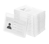 SOIMISS Funda para Tarjeta de Identificación Transparente Horizontal 15 Piezas Resistente al Agua y Plástico Duradero Porta Credencial para Oficina Escuela y Eventos Profesionales