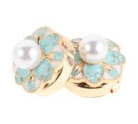 SOIMISS Gemelos para Hombre Vintage Flores de Perla Verde y Esmalte, Cubrebotones Decorativos de 1,5 Cm para Camisa, Accesorios Formales para Boda y Eventos Elegantes