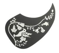 SOIMISS Golpeador de Guitarra Acústica de 40-41 Pulgadas, Protector Adhesivo Antigolpes de Madera Diseño de Pájaro Láser en Negro y Plata, Placa Protectora para Tableros de Guitarra Folk
