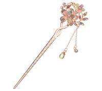 SOIMISS Horquilla China Vintage de Aleación Diseño de Doble Flor y Borlas, Accesorio Cabello Adecuado para Celebraciones y Uso Diario