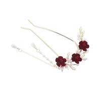SOIMISS Horquilla de Rosa Perla Estilo Vintage U Forma Accesorio Decorativo para Cabello Mujer con Borlas para Moño Palitos para Cabello