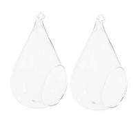 SOIMISS Jarrón Colgante de Vidrio Transparente para Decoración Interior, Set de 2 Piezas 9x12 Cm, Adecuado para Micropaisajes y Candelabros Creativos, Porta Arreglos Estilo Aleatorio